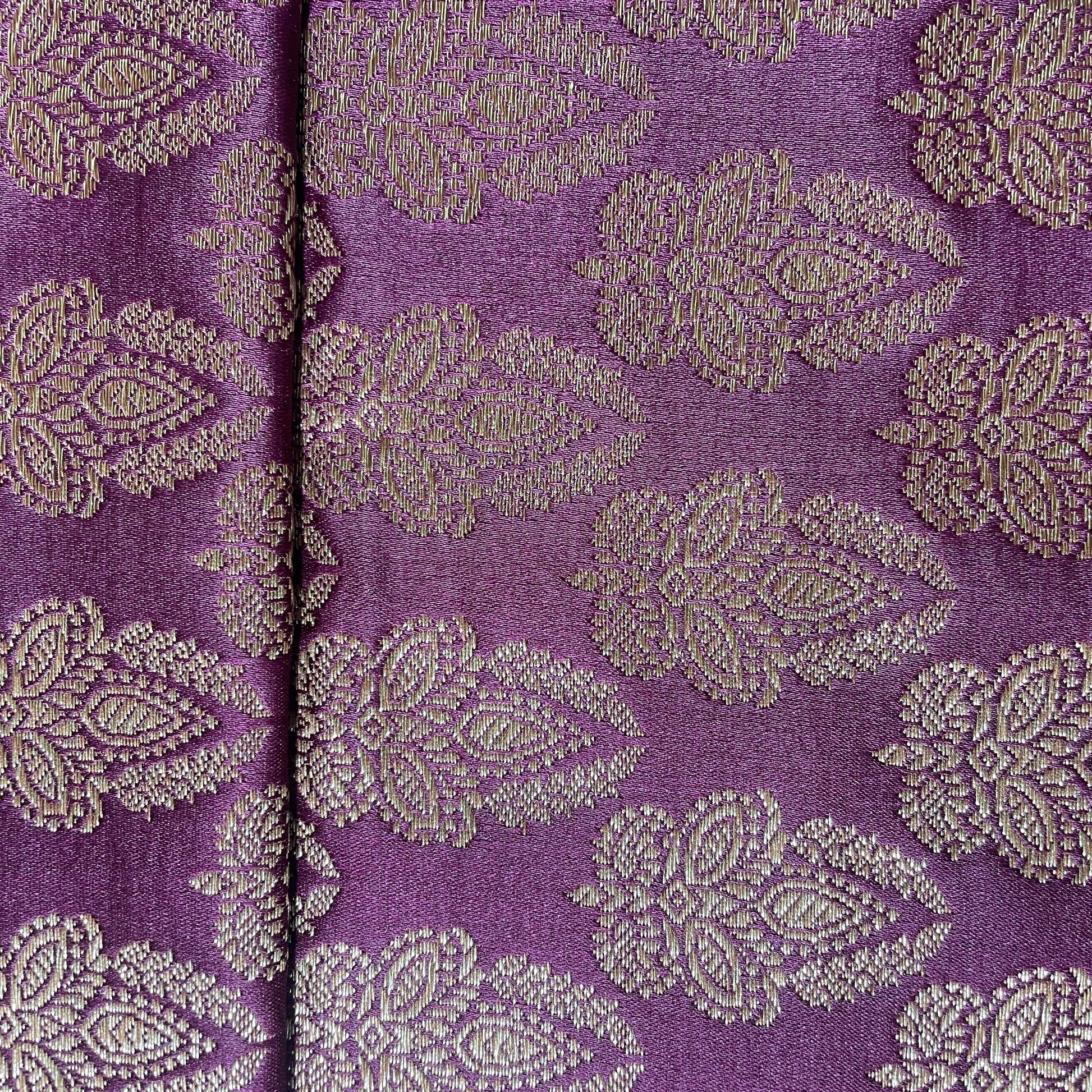 Wine Banarasi Brocade Fabric