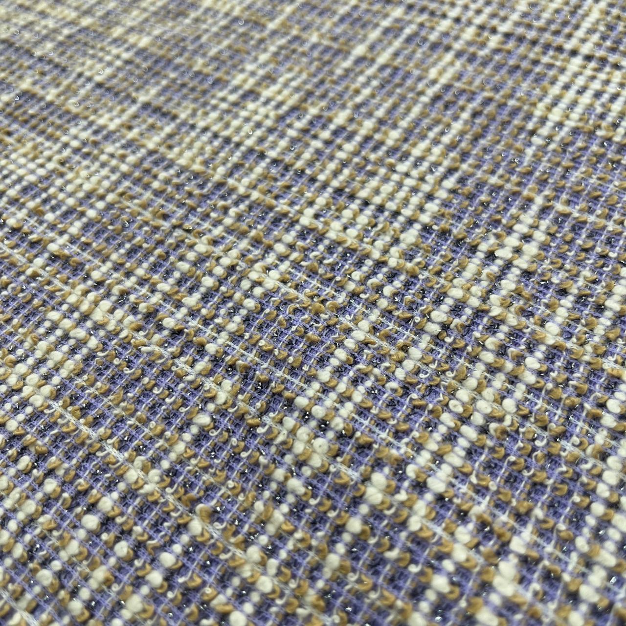 Lavender Stripes Print Tweed Lycra fabric 22440