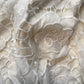 Premium White 3D Floral Sequins Embroidery Schiffli Crepe Fabric