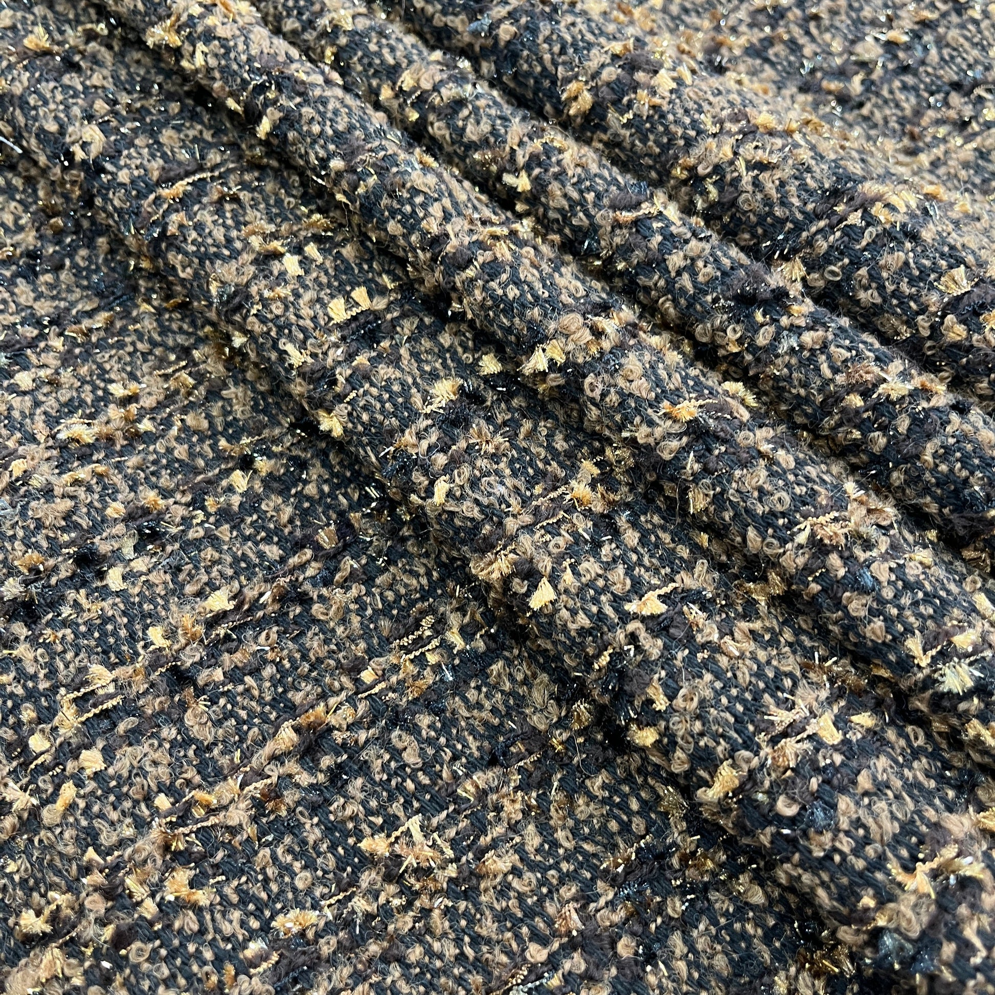 Brown Stripes Print Tweed Shimmer fabric 22439