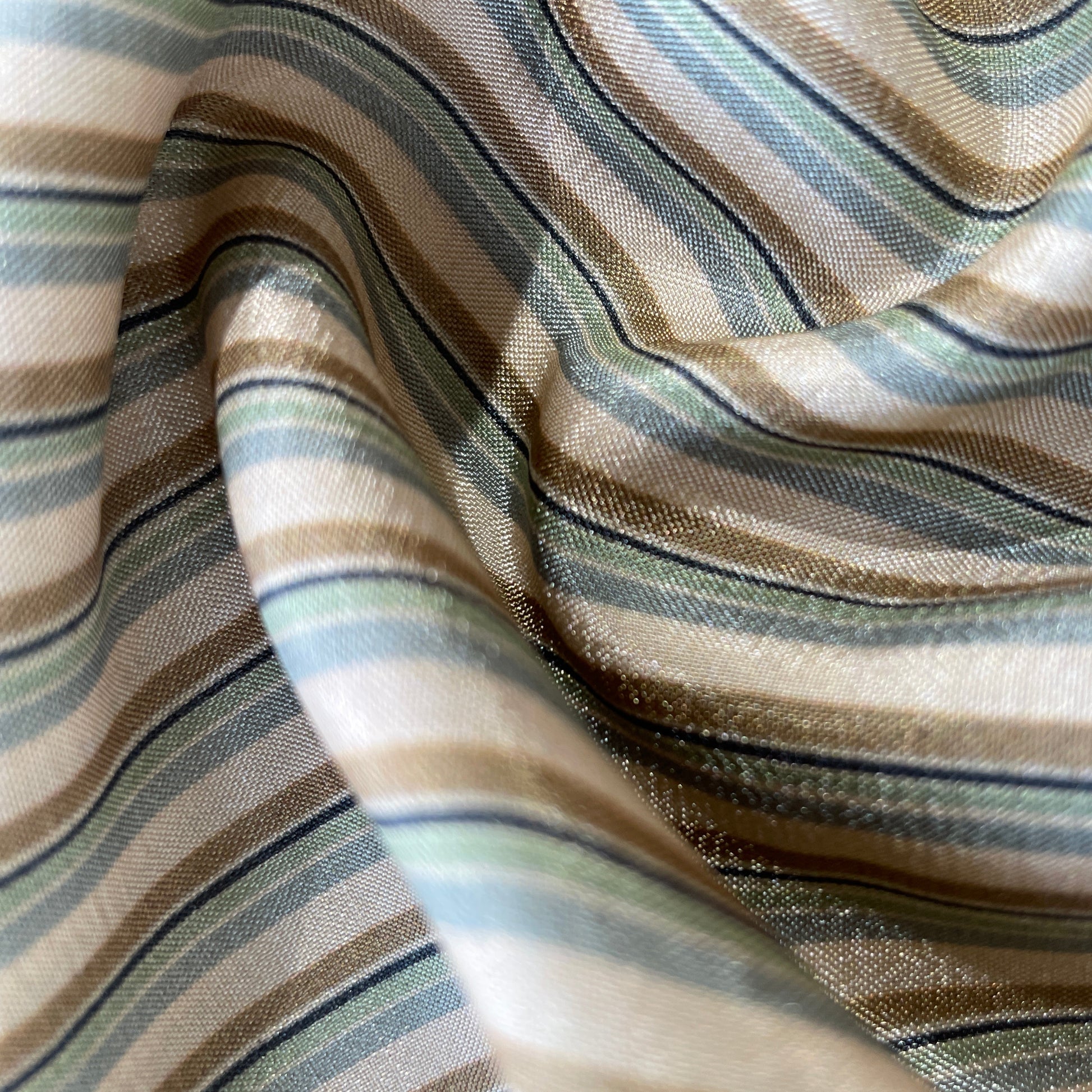 Beige Stripes Print Upada Silk Fabric 21069