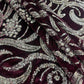 Maroon Sequins Cutdana Embroidery Velvet Fabric 19987