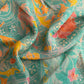 Premium Green MulticolorTraditional Print Georgette Fabric