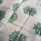 Premium  Cotton White Green Flower Embroidary Fabric