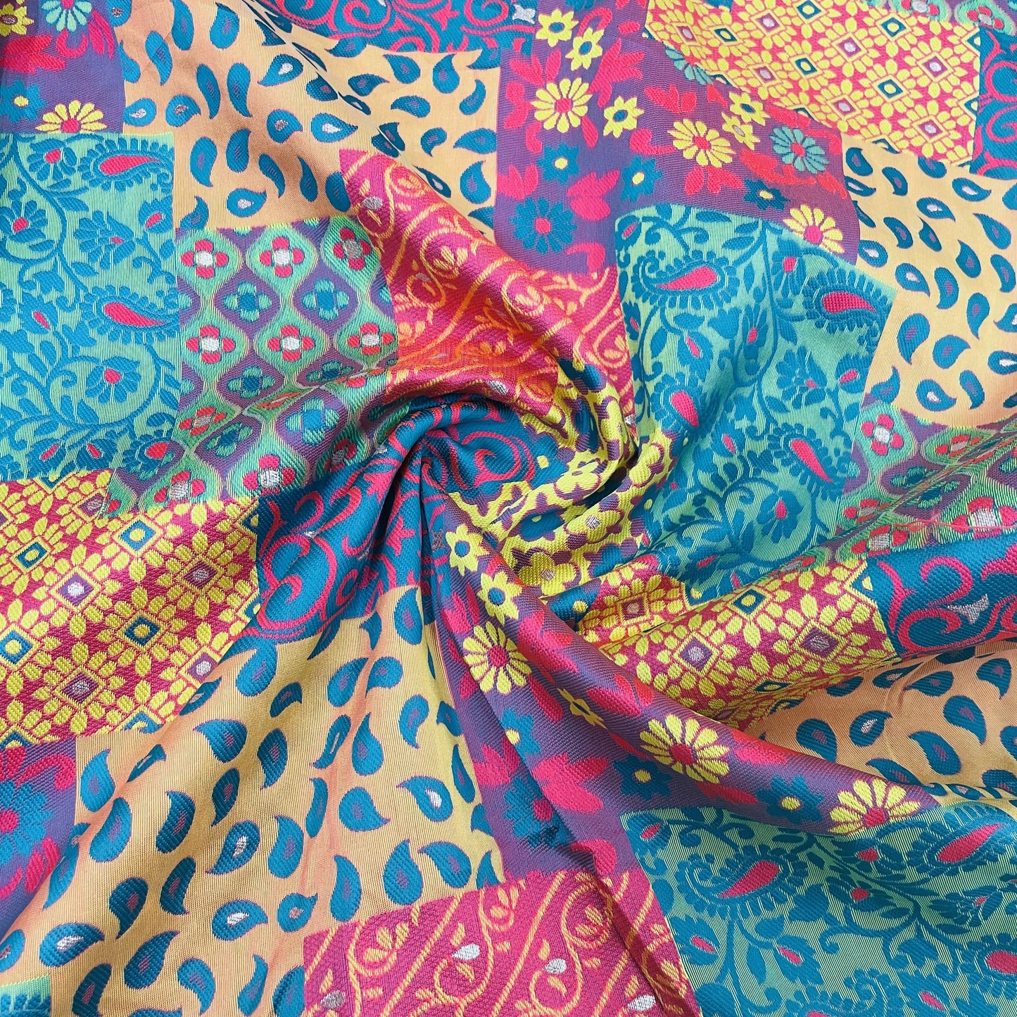 Buy Classic Multicolor Traditional Print Brocade Jacquard Fabric