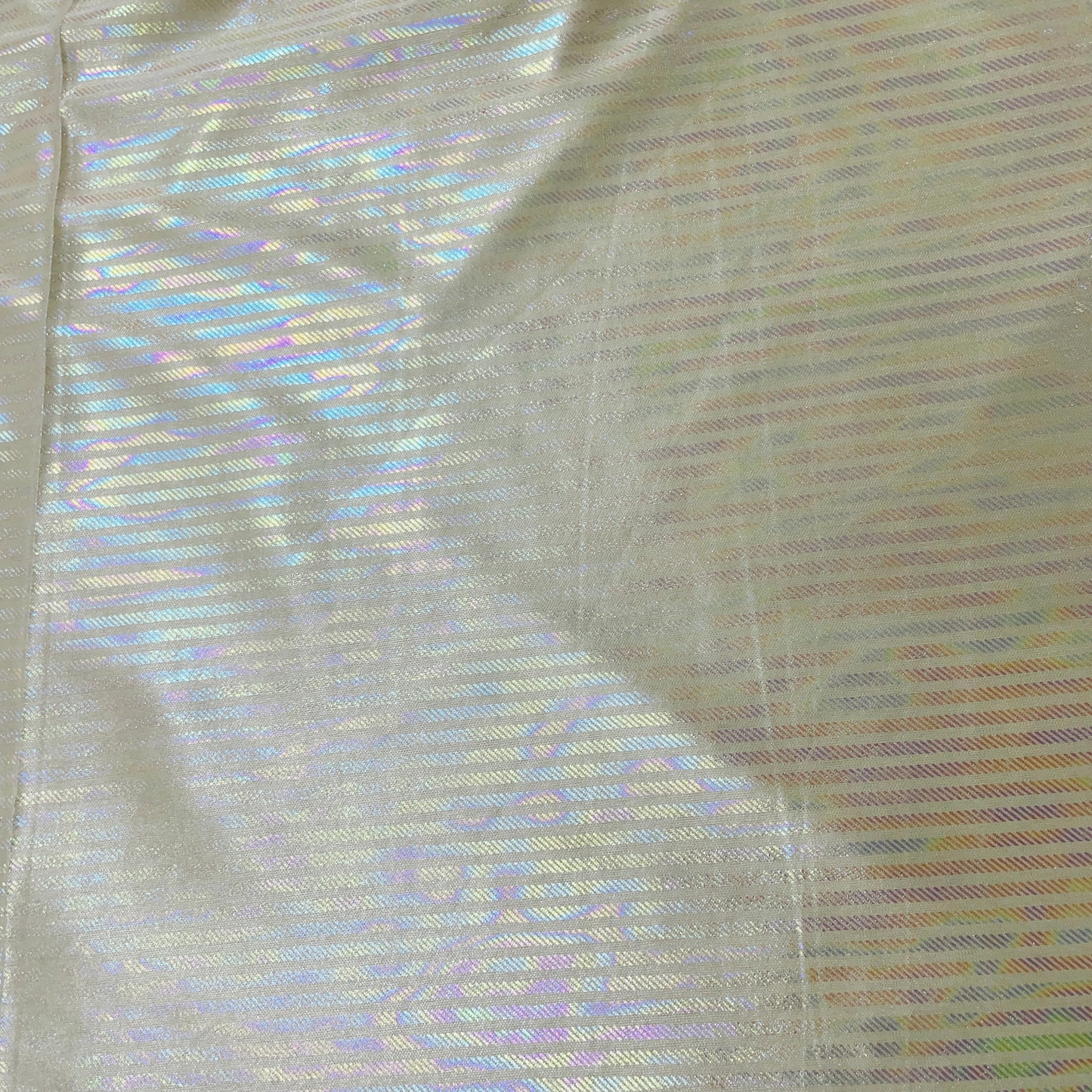 Light Yellow Stripes D Rainbow With Lurex Knit Lycra Fabric - TradeUNO