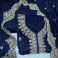 Premium Blue Zari Sequence Embroidery Velvet Suit Set With Dupatta