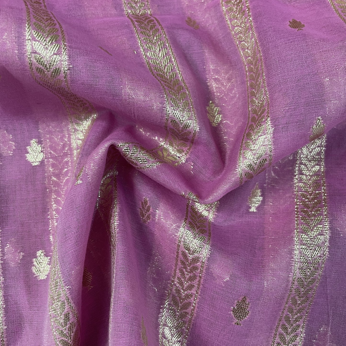 Premium Cotton Katwar Patola Pink Zari Floral Traditional Jacquard Fabric