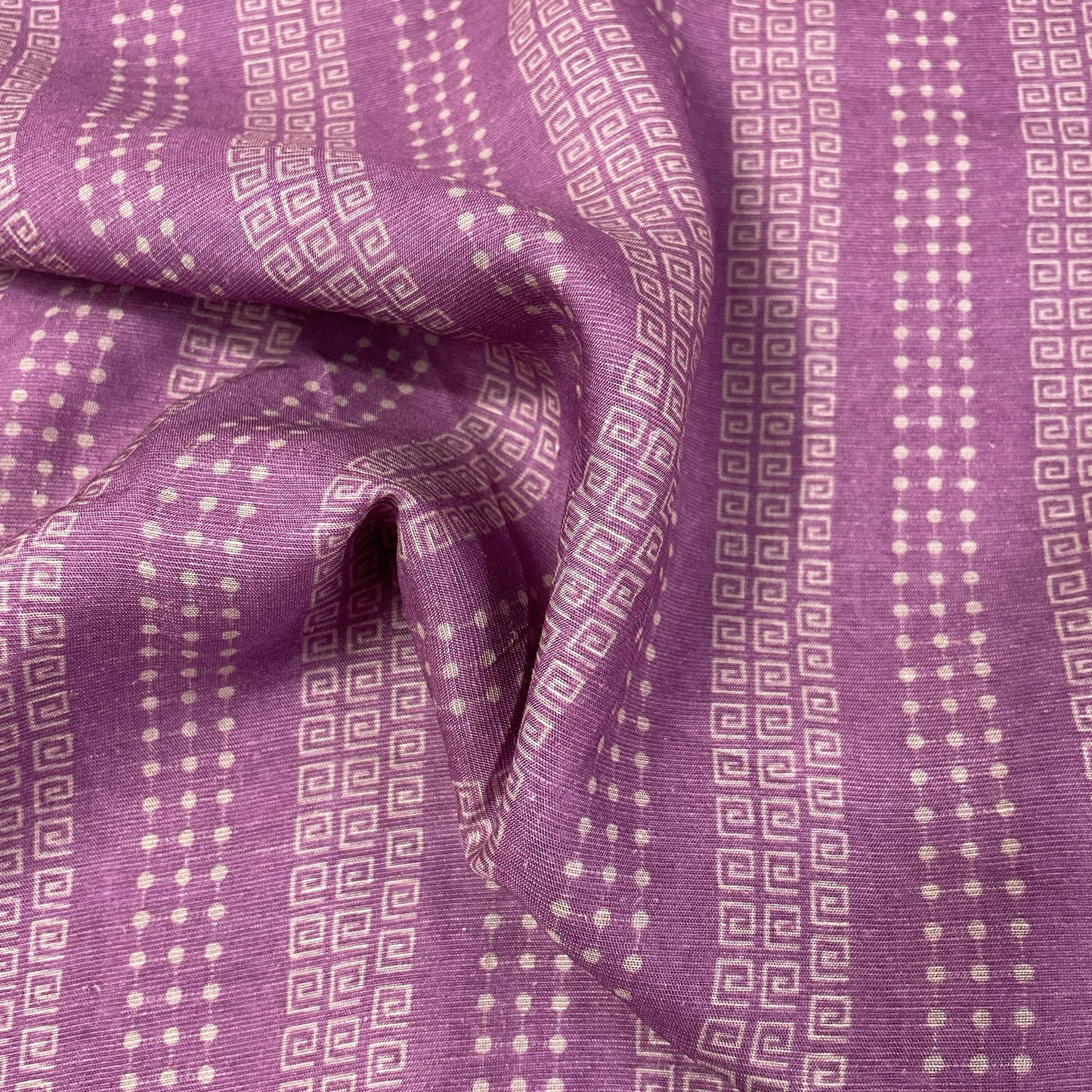 Exclusive Linen Organza Purple Geomatrical Print Fabric