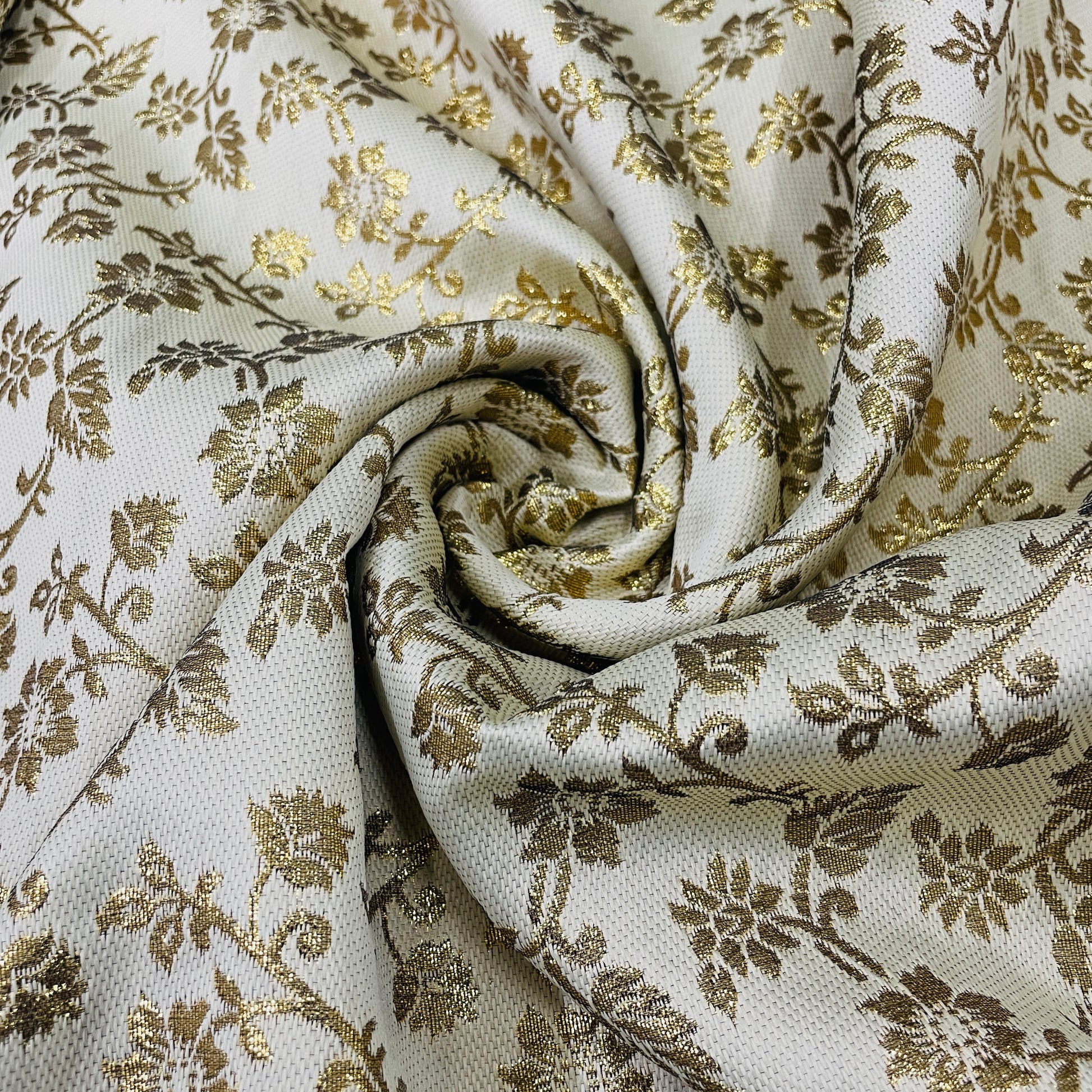 Exclusive Beige Floral Brocade Jacquard Fabric