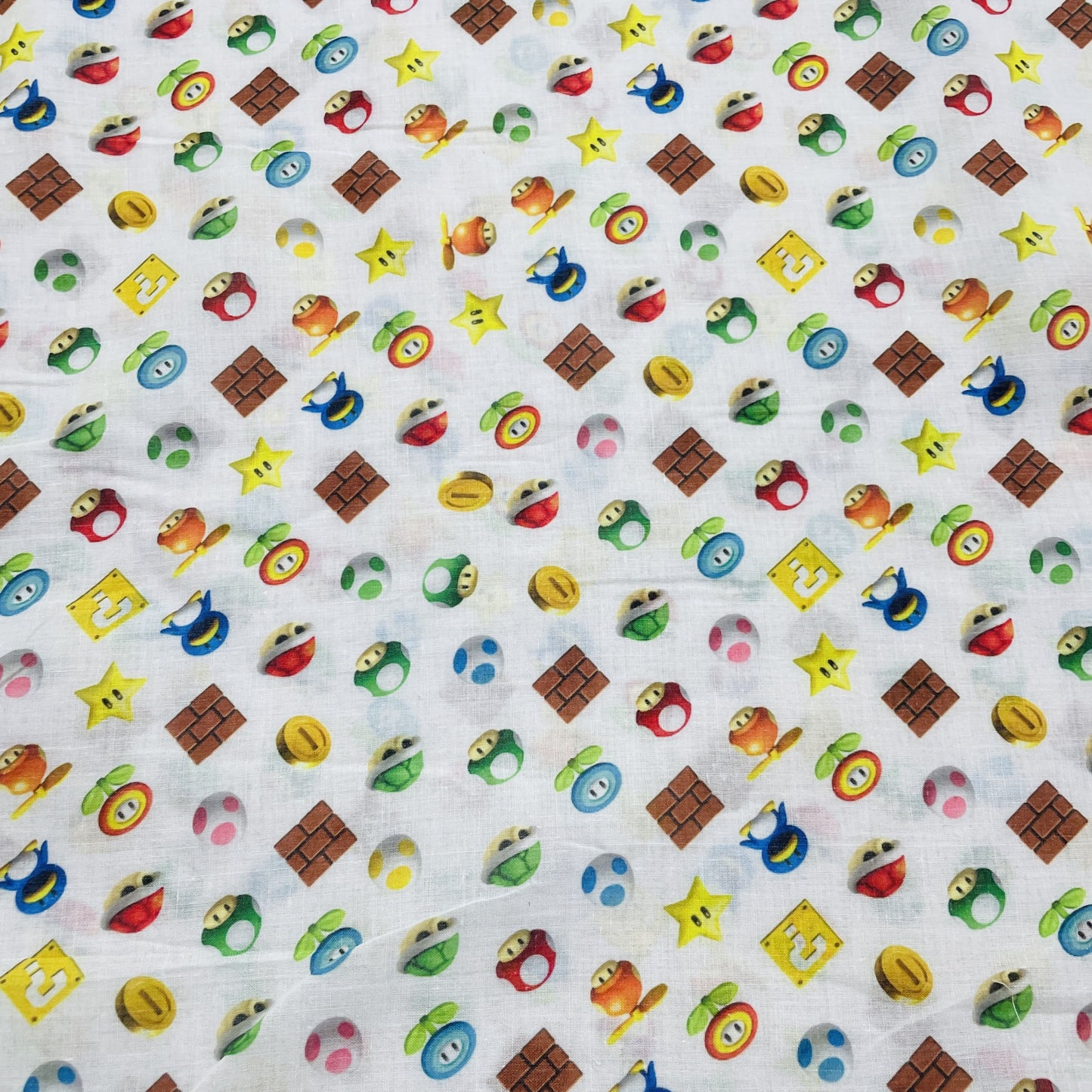 White Kids Print Cotton Fabric