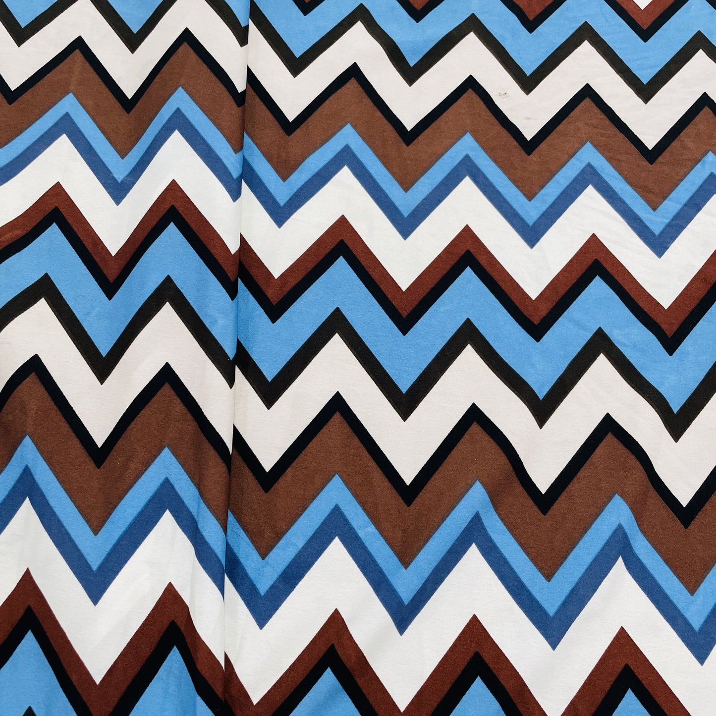 Multicolor Chevron Print Crepe Fabric