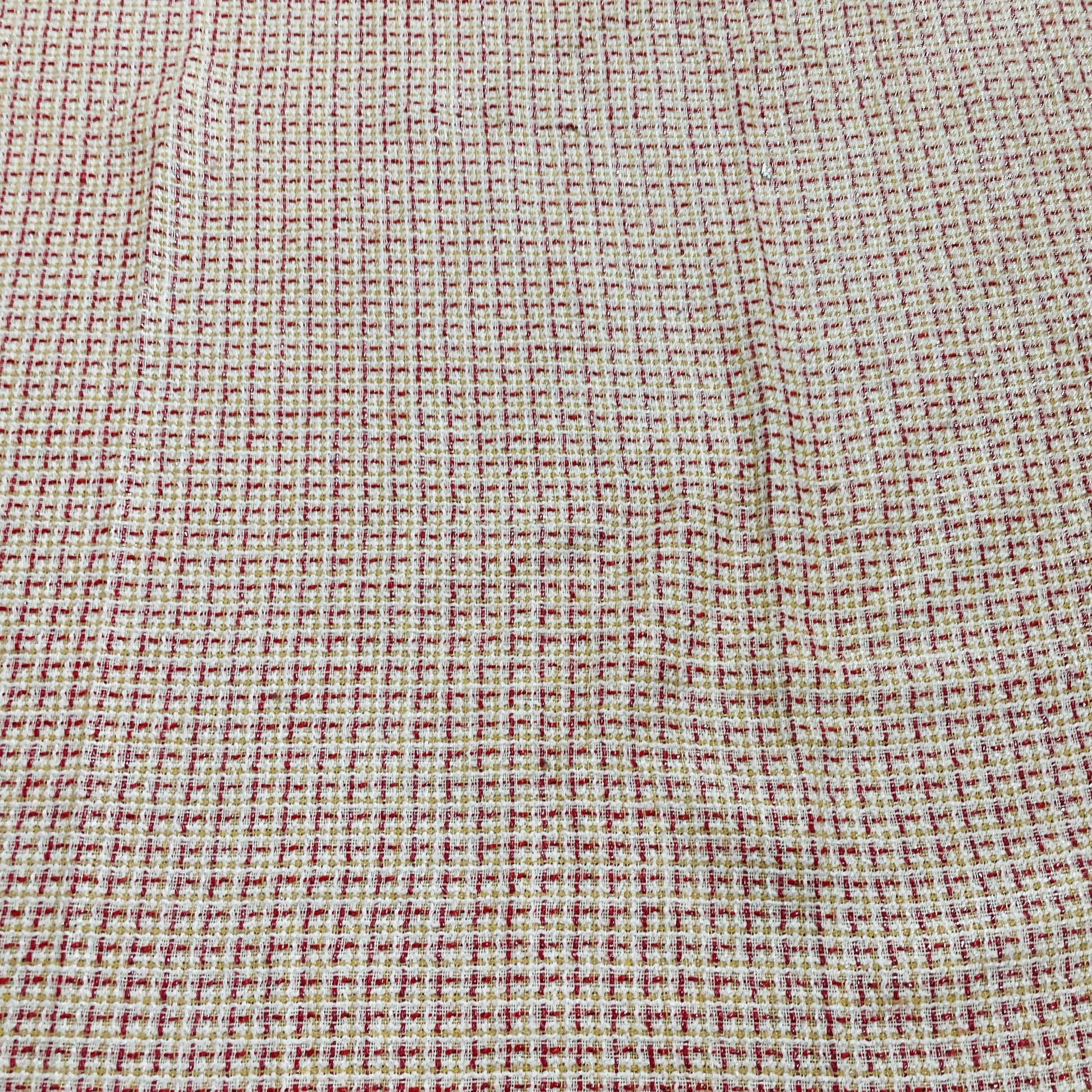 White & Red Shimmer Tweed Fabric