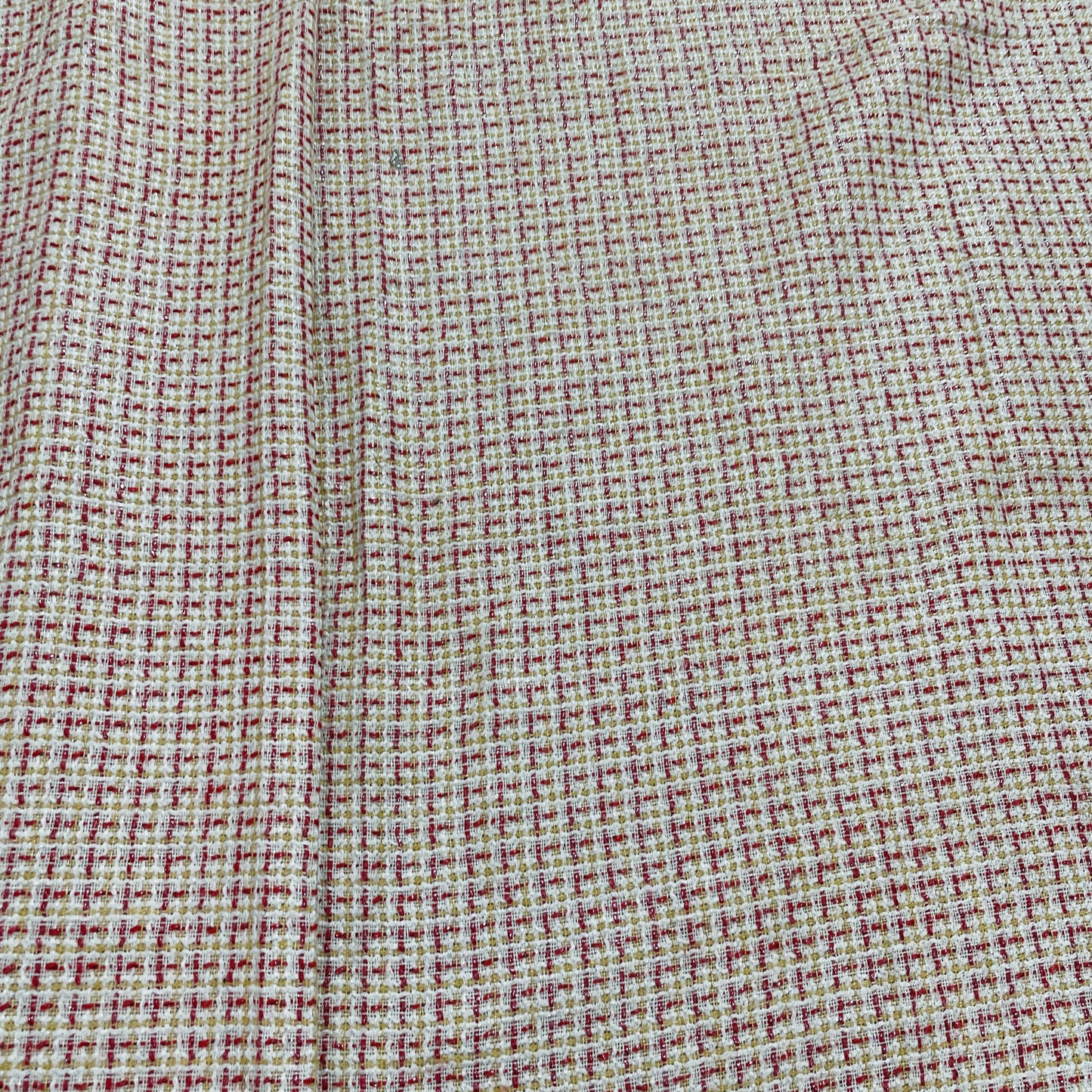 White & Red Shimmer Tweed Fabric