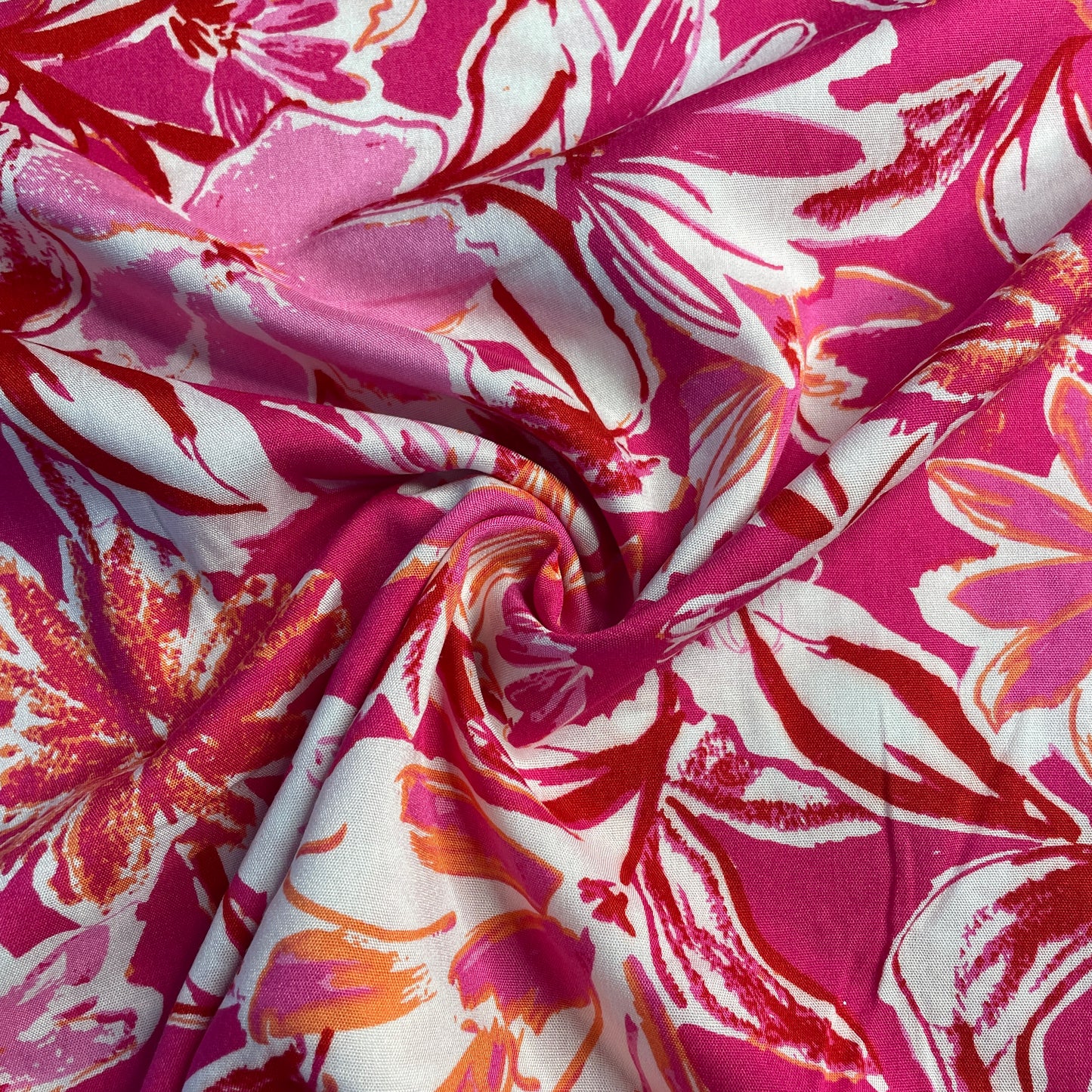 Exclusive Rayon Fabric Pink Abstract Print Fabric