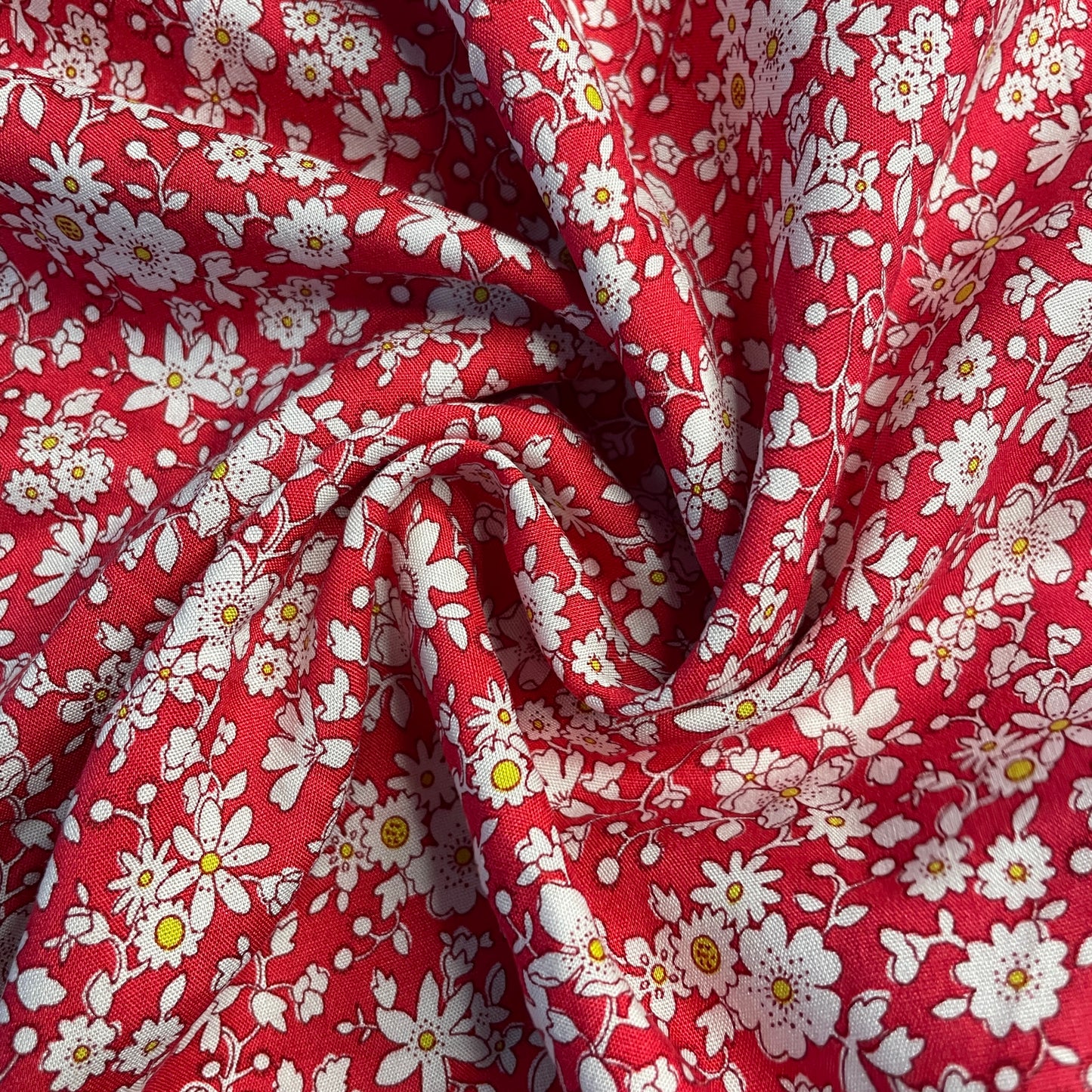 Exclusive Red Floral Print Rayon Fabric