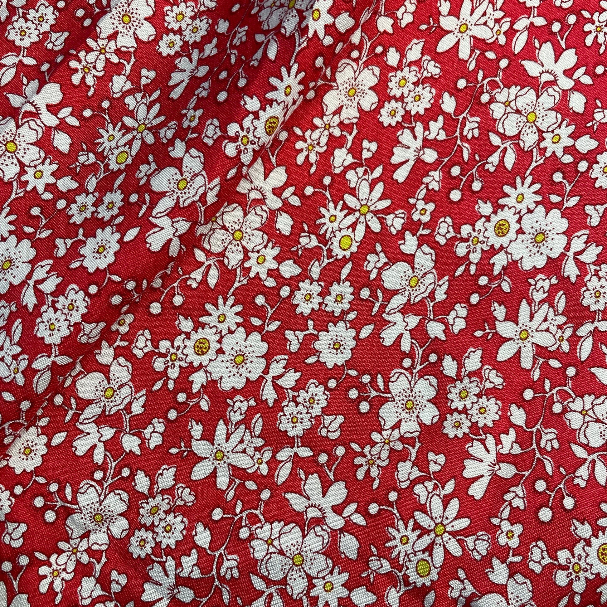 Exclusive Red Floral Print Rayon Fabric