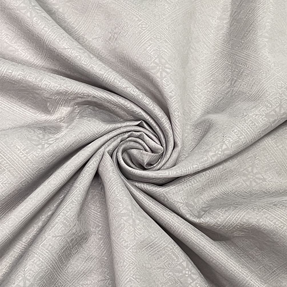 Exclusive Grey Geometrical Embroidery Satin Fabric