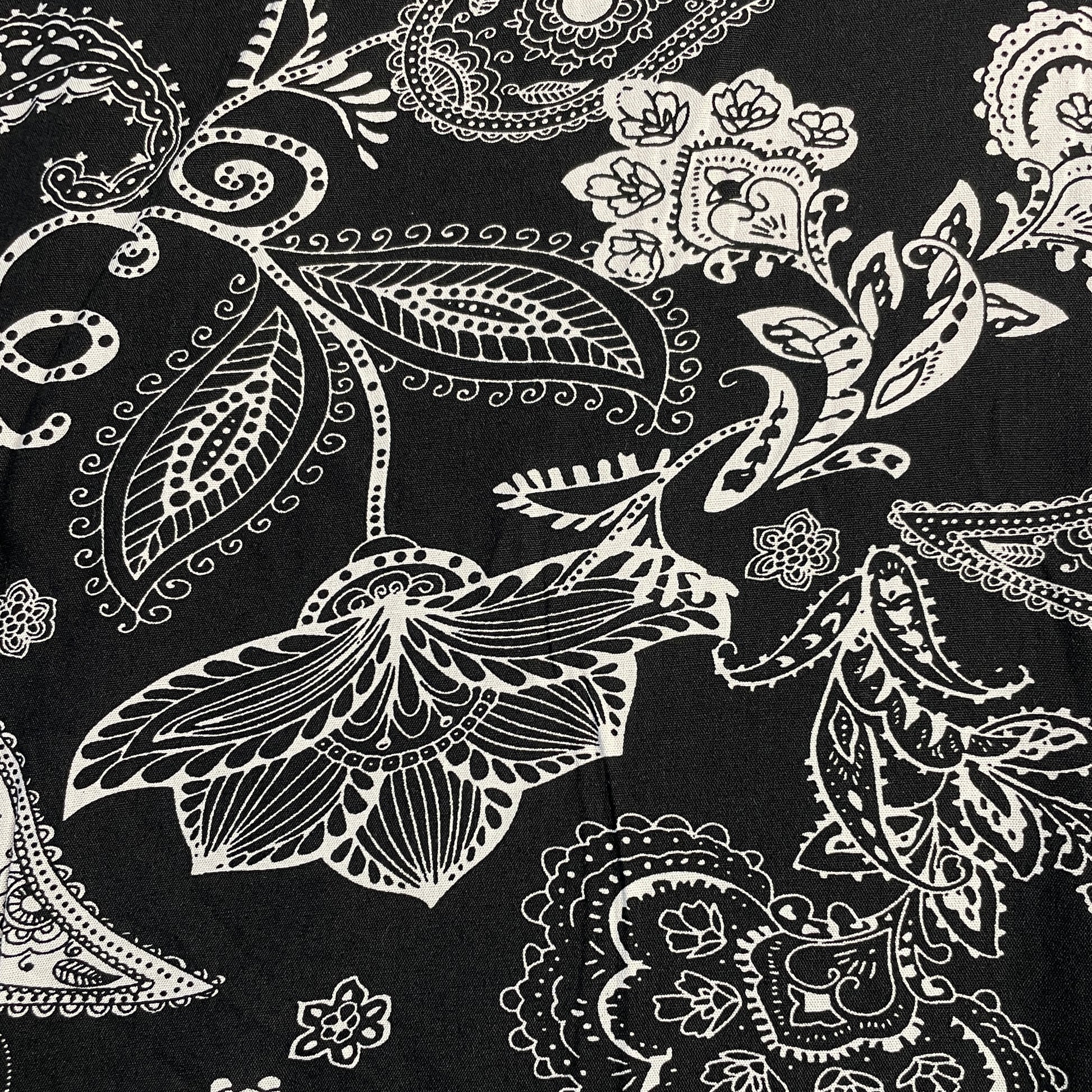 Exclusive Rayon Fabric Black White Tropical Print Fabric