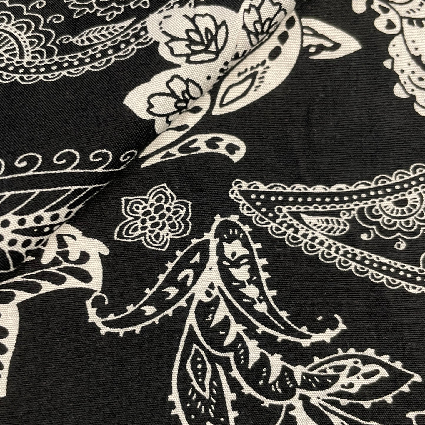 Exclusive Black White Tropical Print Rayon Fabric