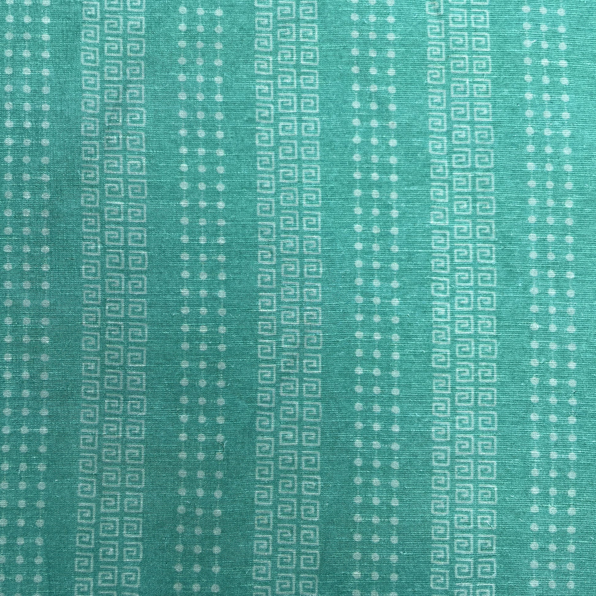 Exclusive Linen Organza Green Geomatrical Print Fabric