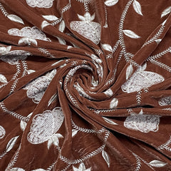 classic dusky orange floral thread embroidery velvet