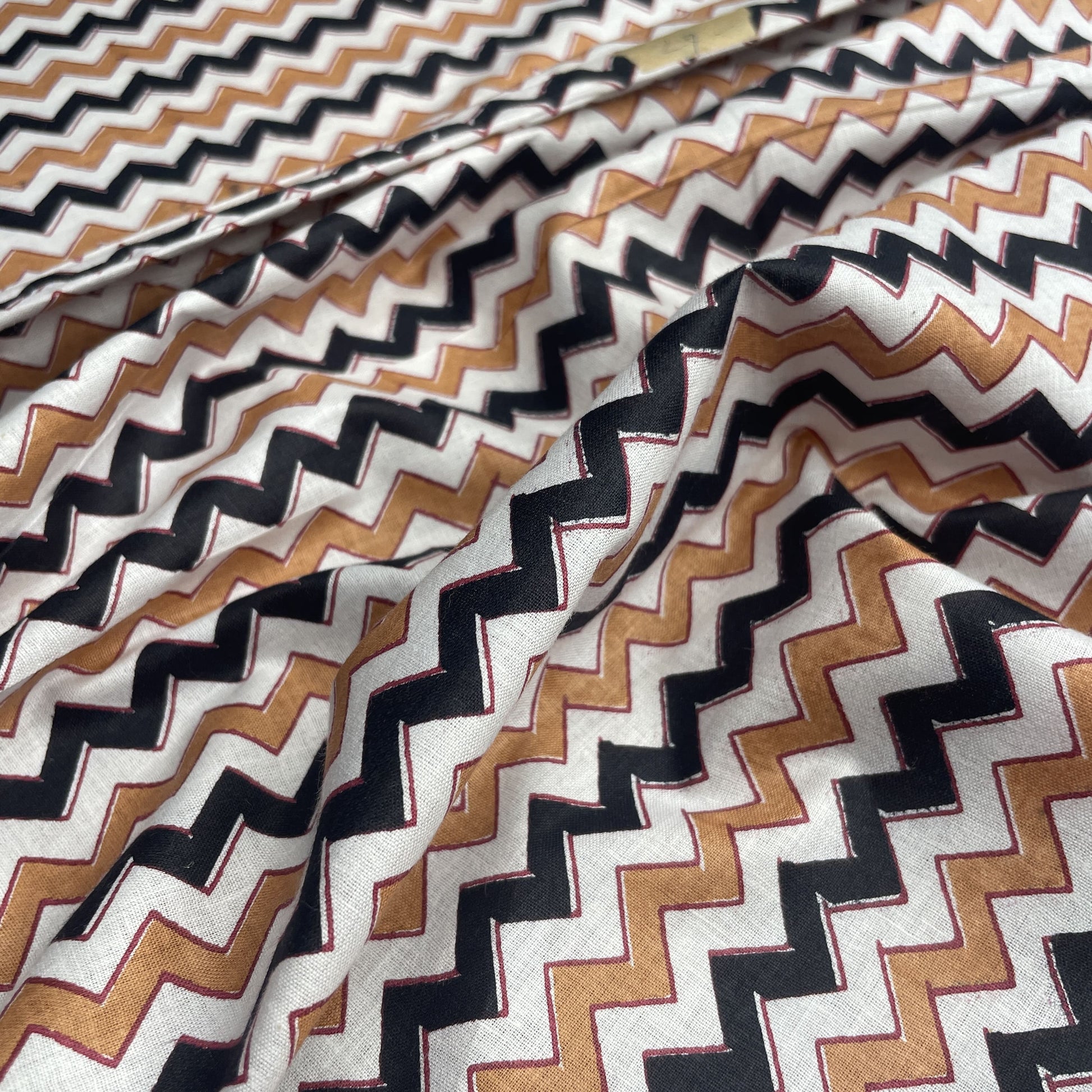 White Black Chevron Print Cotton Fabric