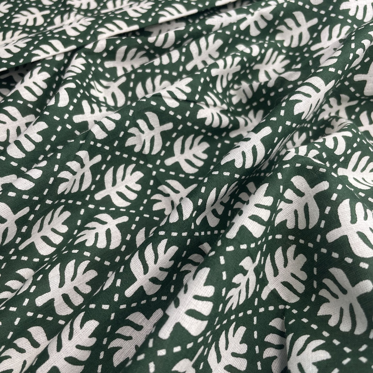 Green Dabu Print Cotton Fabric