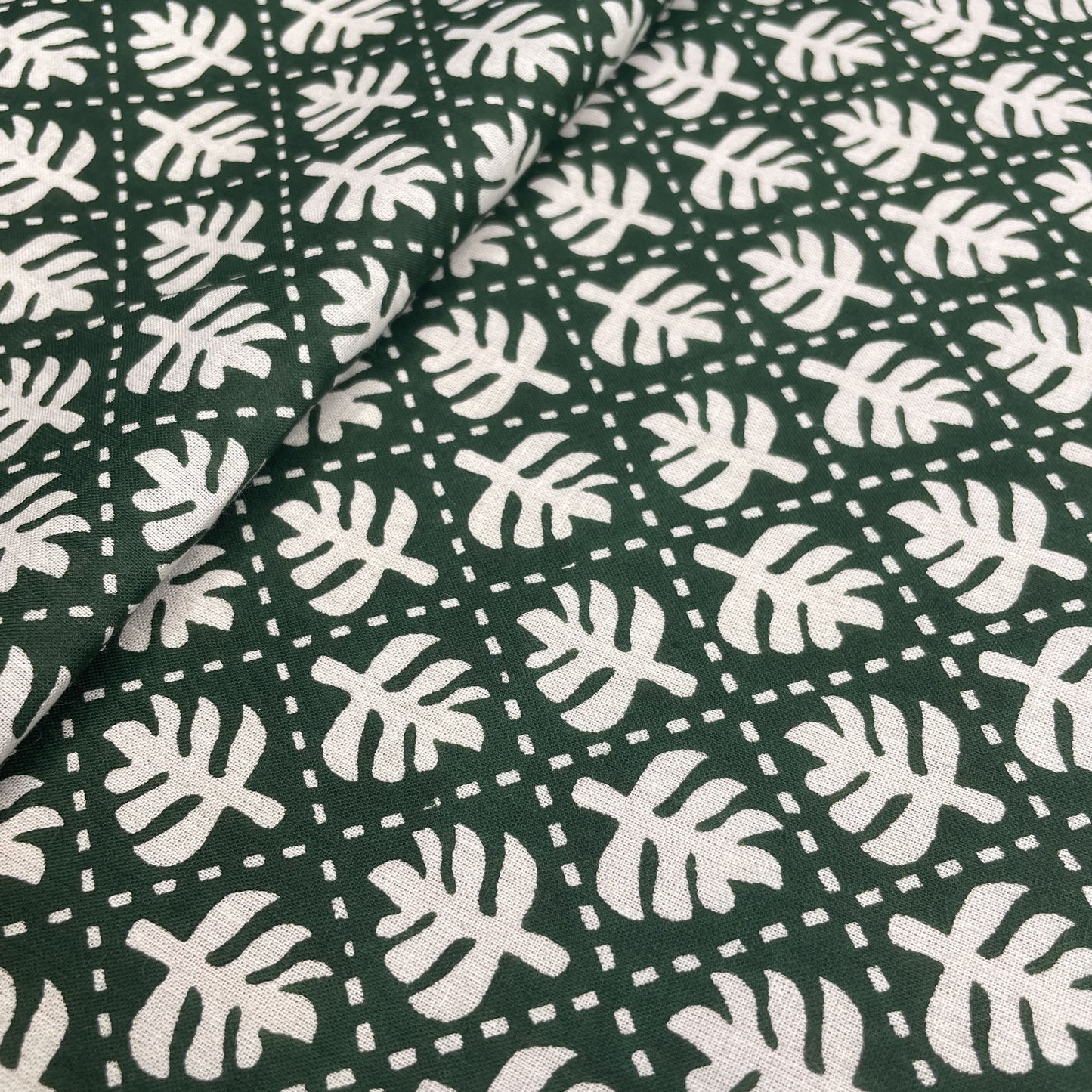 Green Dabu Print Cotton Fabric