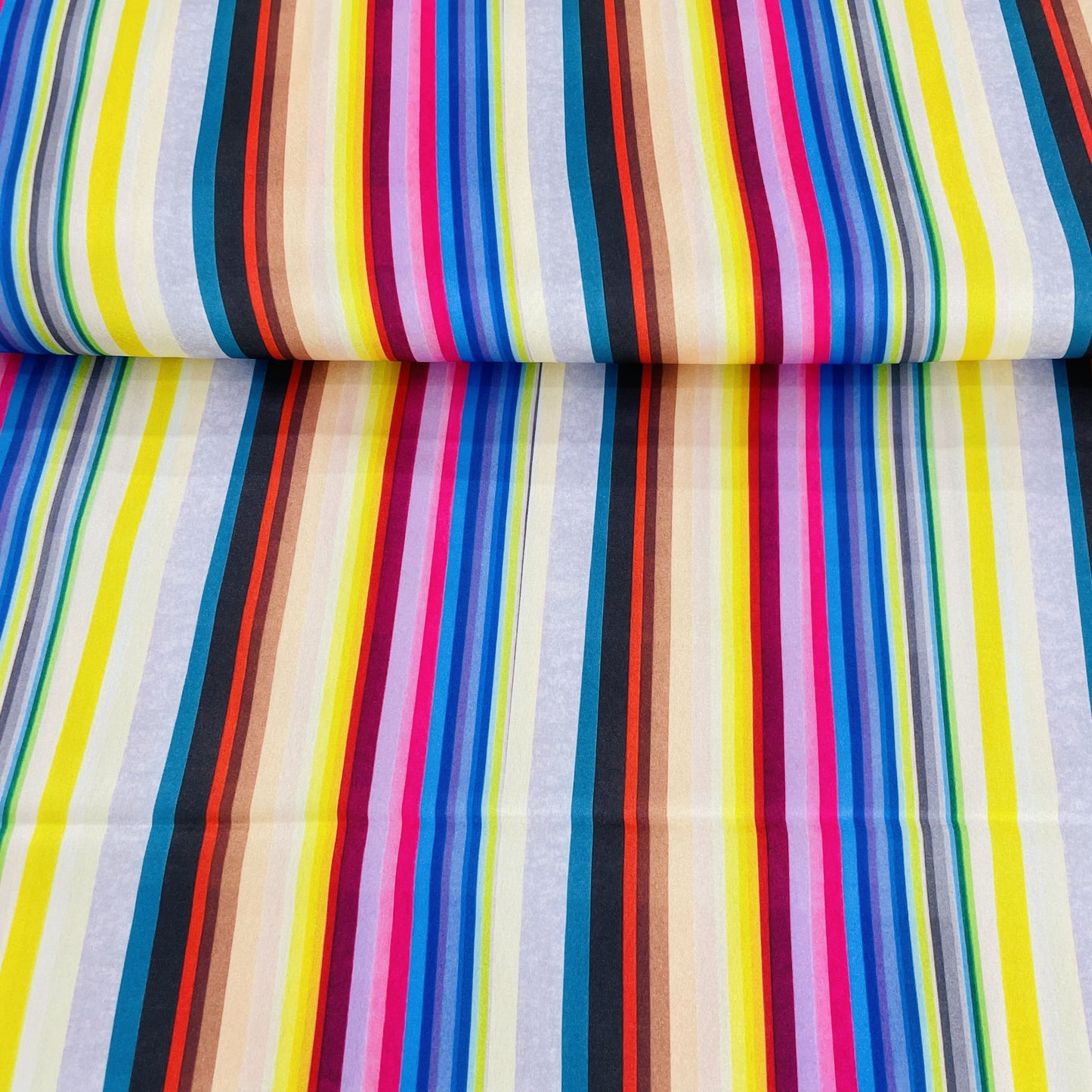 Exclusive Multicolor Stripe Print Japan Satin Fabric