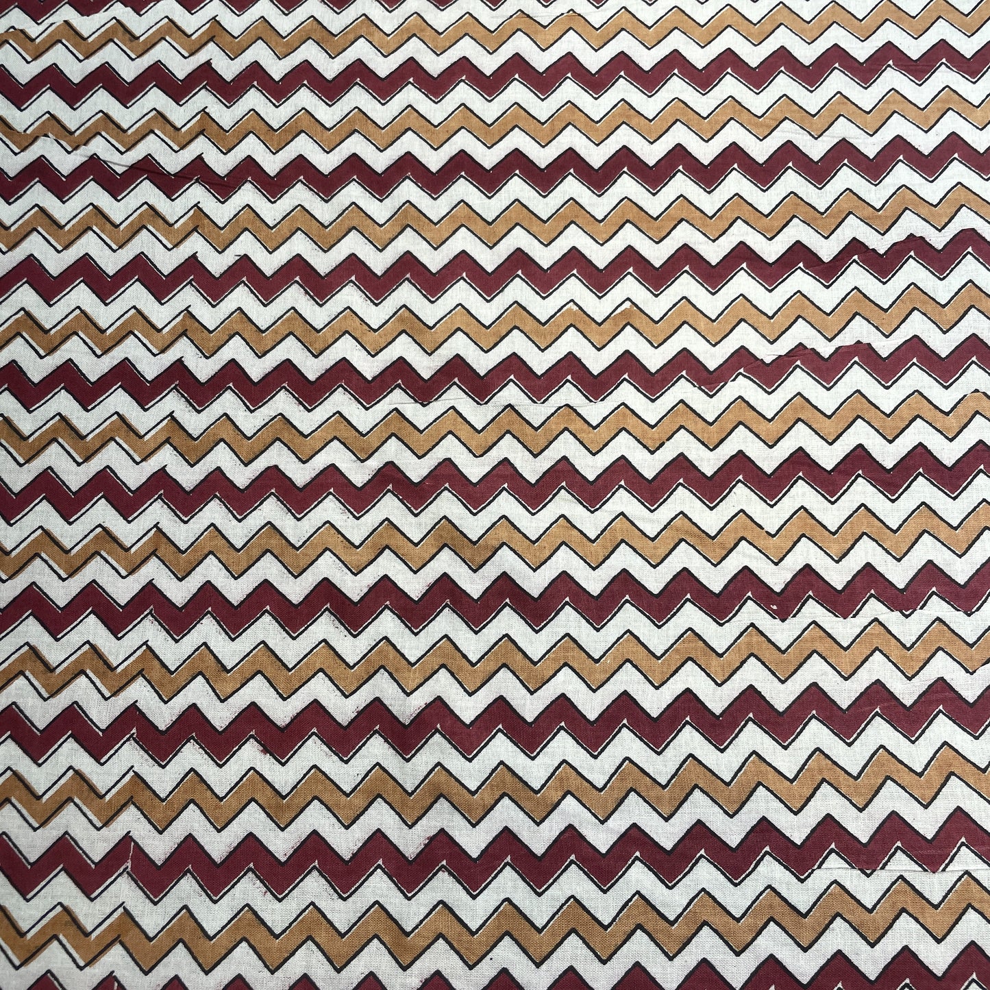 White Red Chevron Print Cotton Fabric