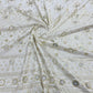 White & Golden Floral Sequence Embroidery Dyeable Georgette Fabric