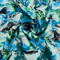 Exclusive Sea Blue & Green Floral Print Dola Silk Jacquard Fabric