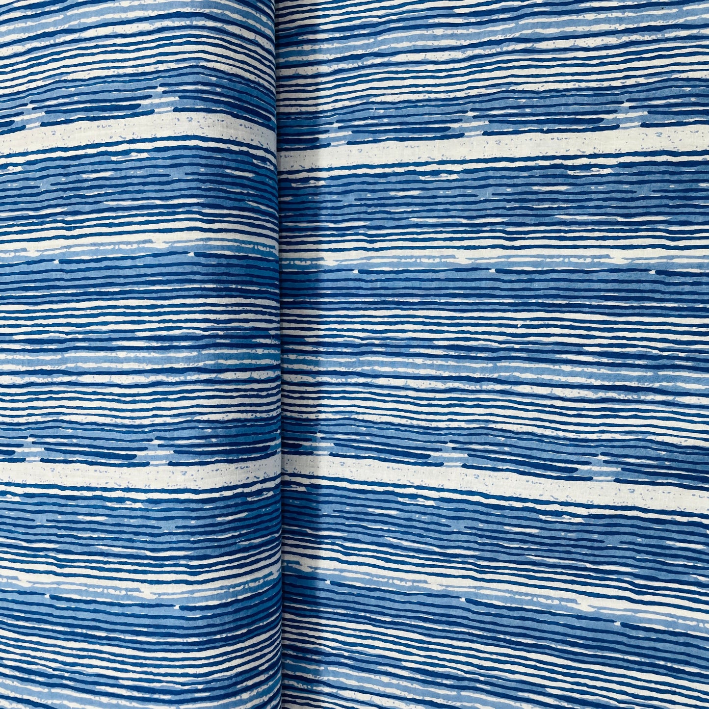 Blue & White Stripes Print Cotton Fabric - TradeUNO