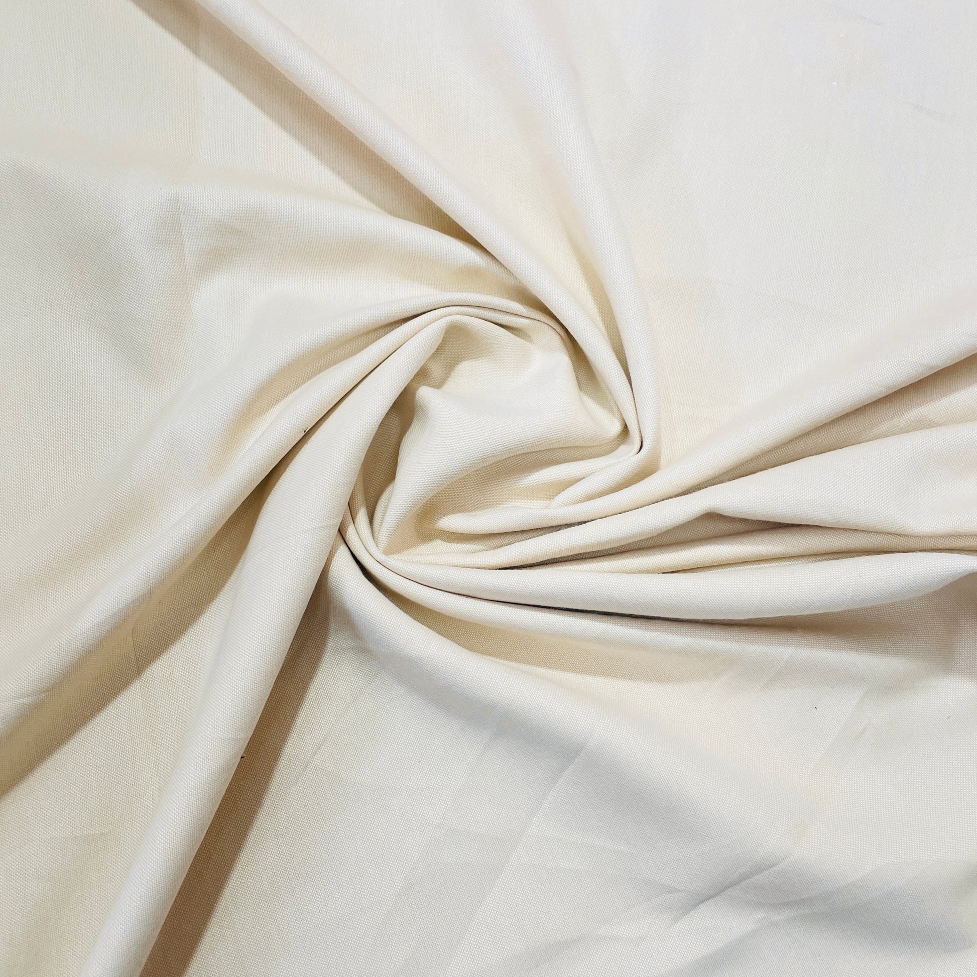 Cream Solid Oxford Cotton Fabric