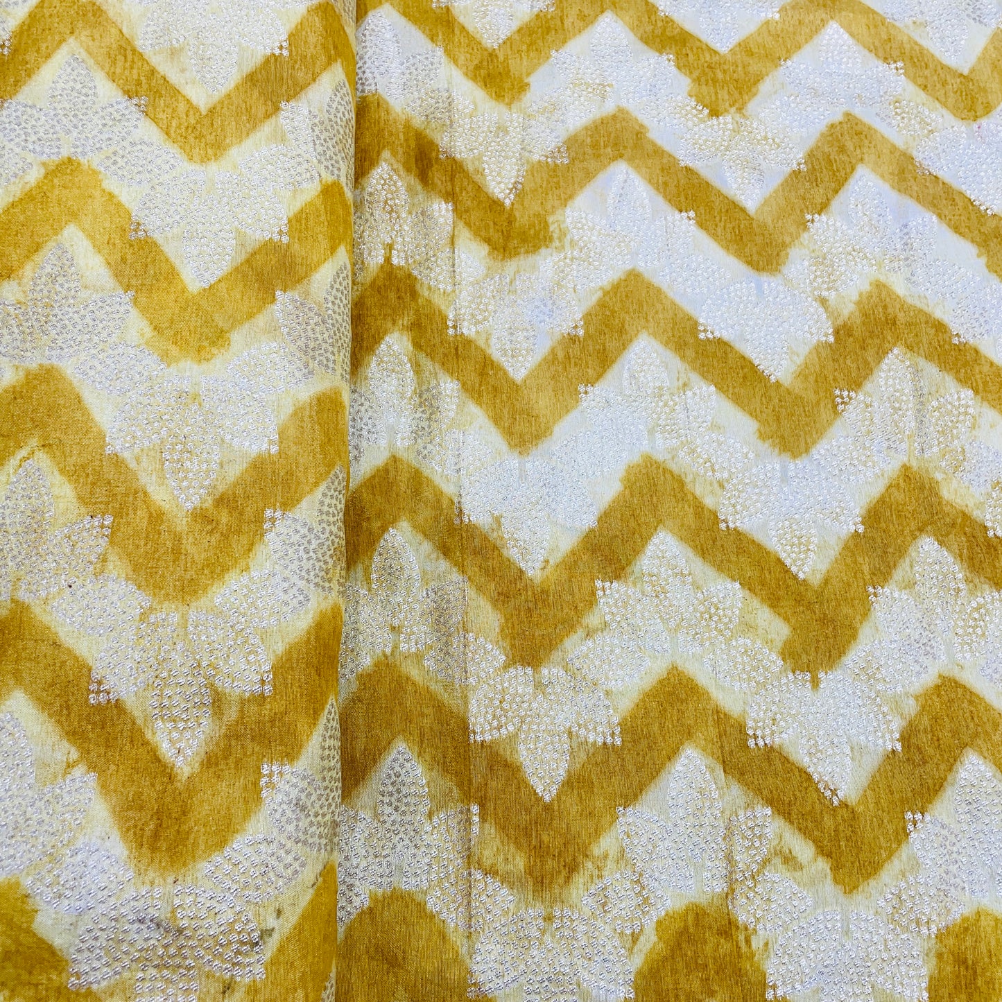 Yellow Chevron Dola Silk Jacquard Fabric