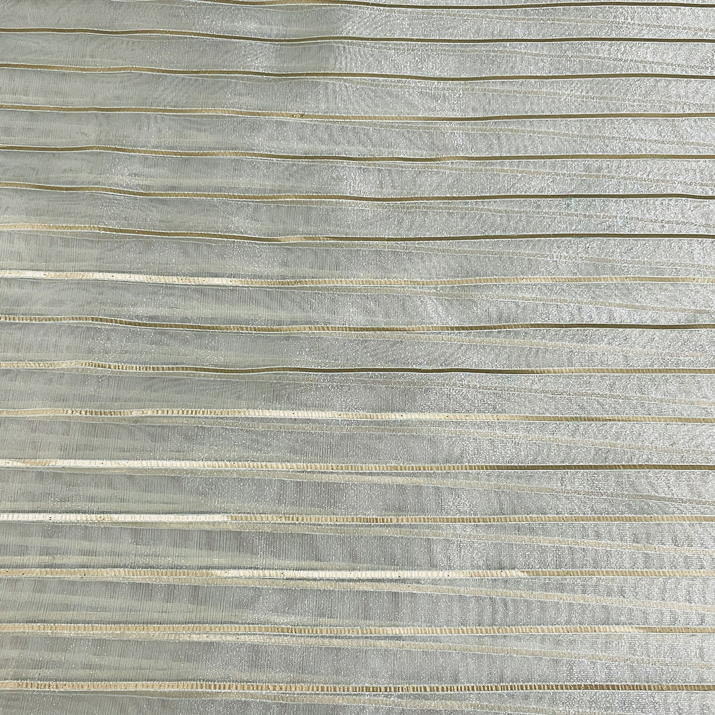 Premium Mint Green Gold Stripes Organza Zari Fabric