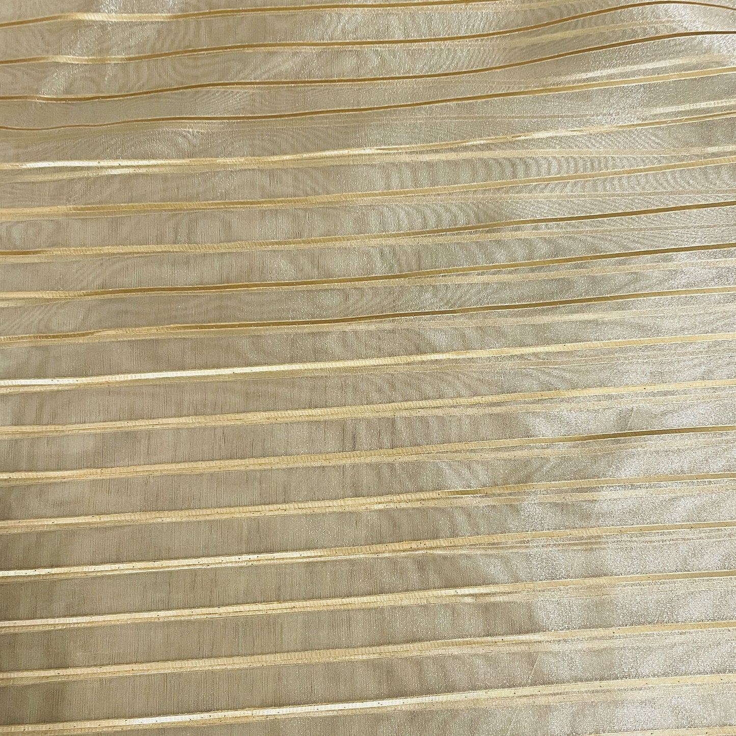 Premium Cream Gold Stripes Organza Zari Fabric