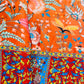 Orange & Multicolor Floral Print Georgertte Satin Fabric - TradeUNO