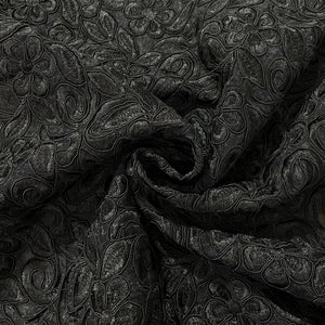 Black Floral Lace Embroidered Organza Fabric