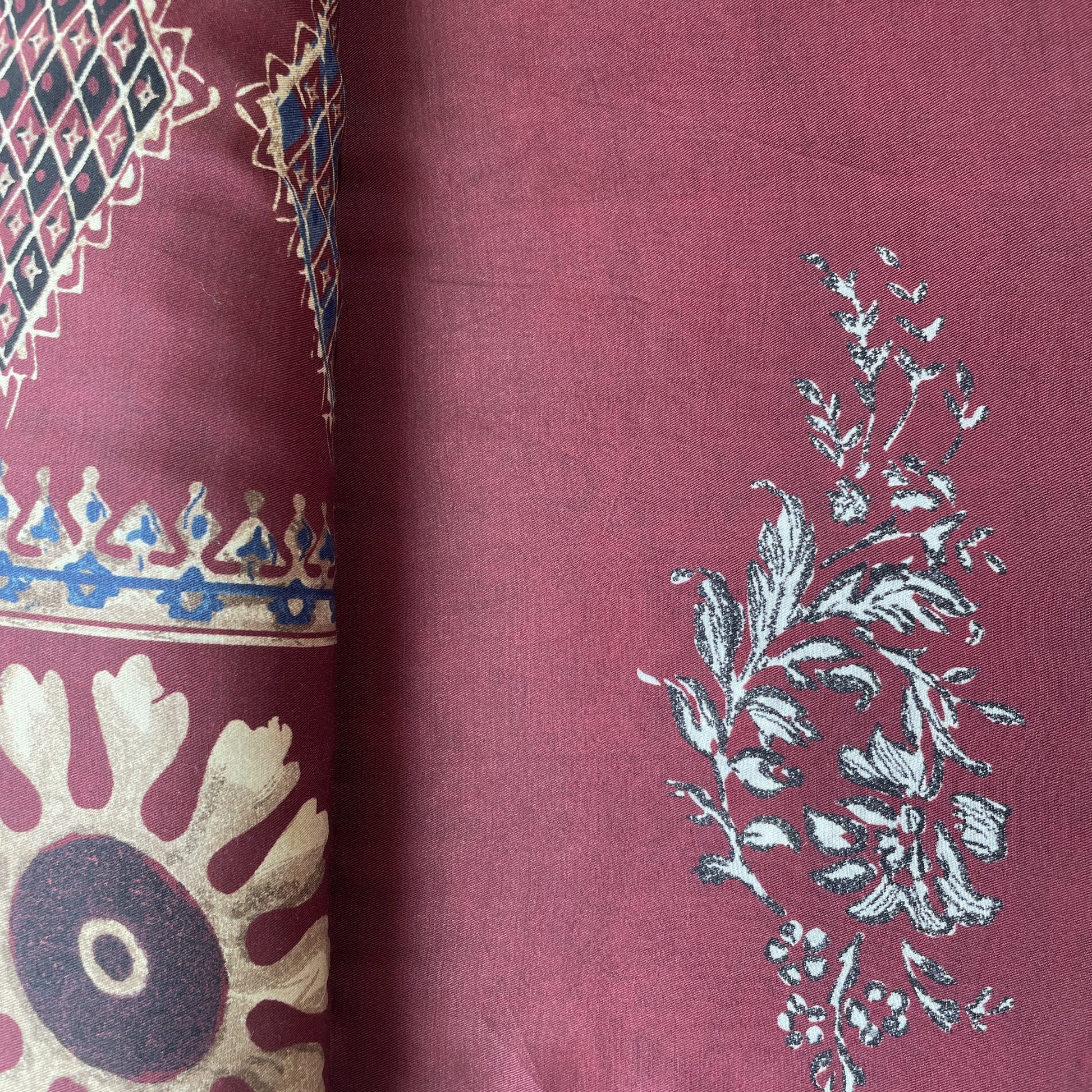 Brown Traditional Print Gaji Silk Fabric 20345