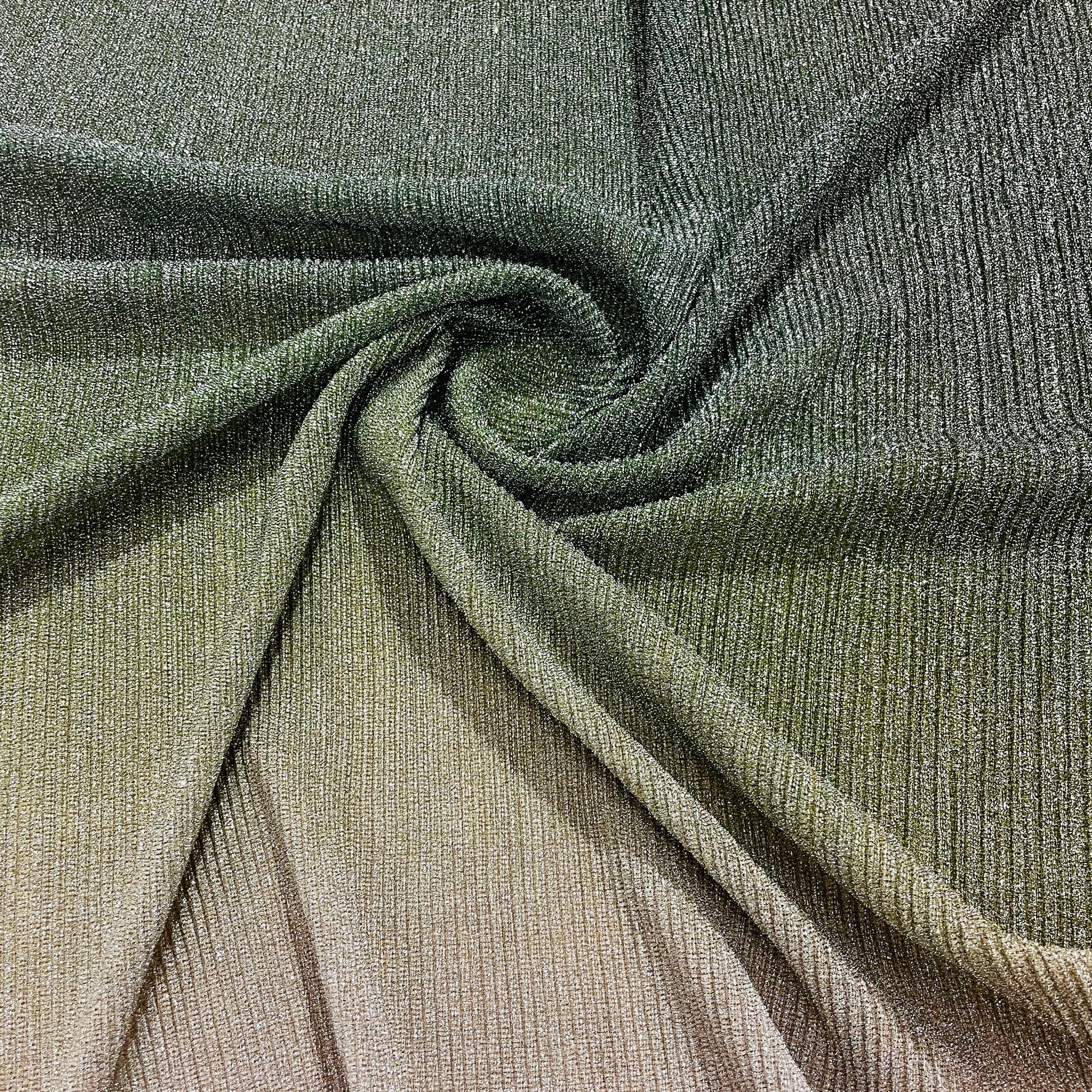 Light Green & Grey Ombre Shimmer Knitted Lycra Fabric - TradeUNO