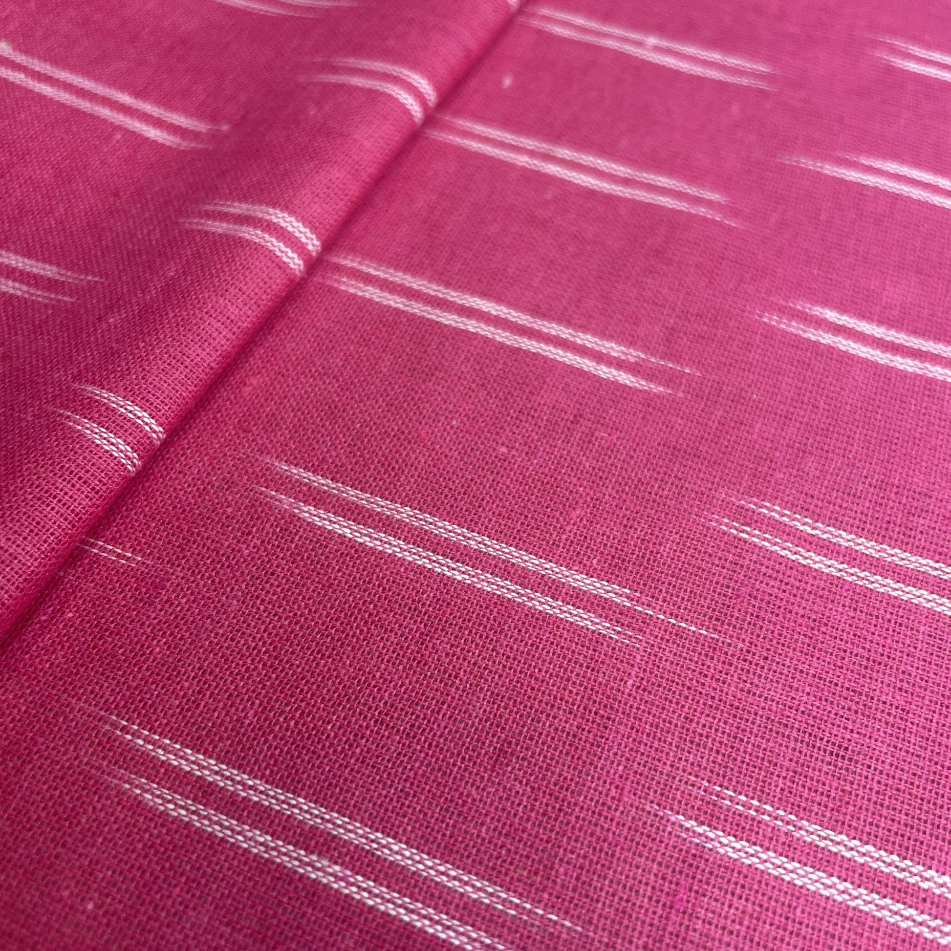 Premium Pink White Ikkat Print Cotton Fabric