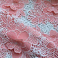 Coral Pink 3D Floral Crepe Crochet Fabric 16134