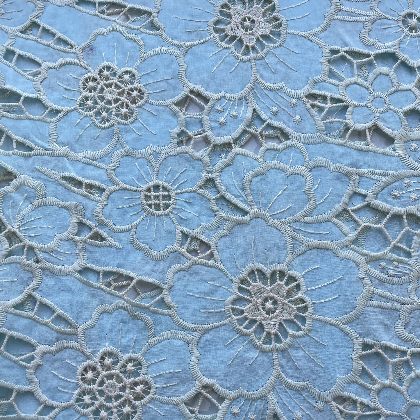 Sea Green Floral Crepe Crochet Fabric 16142