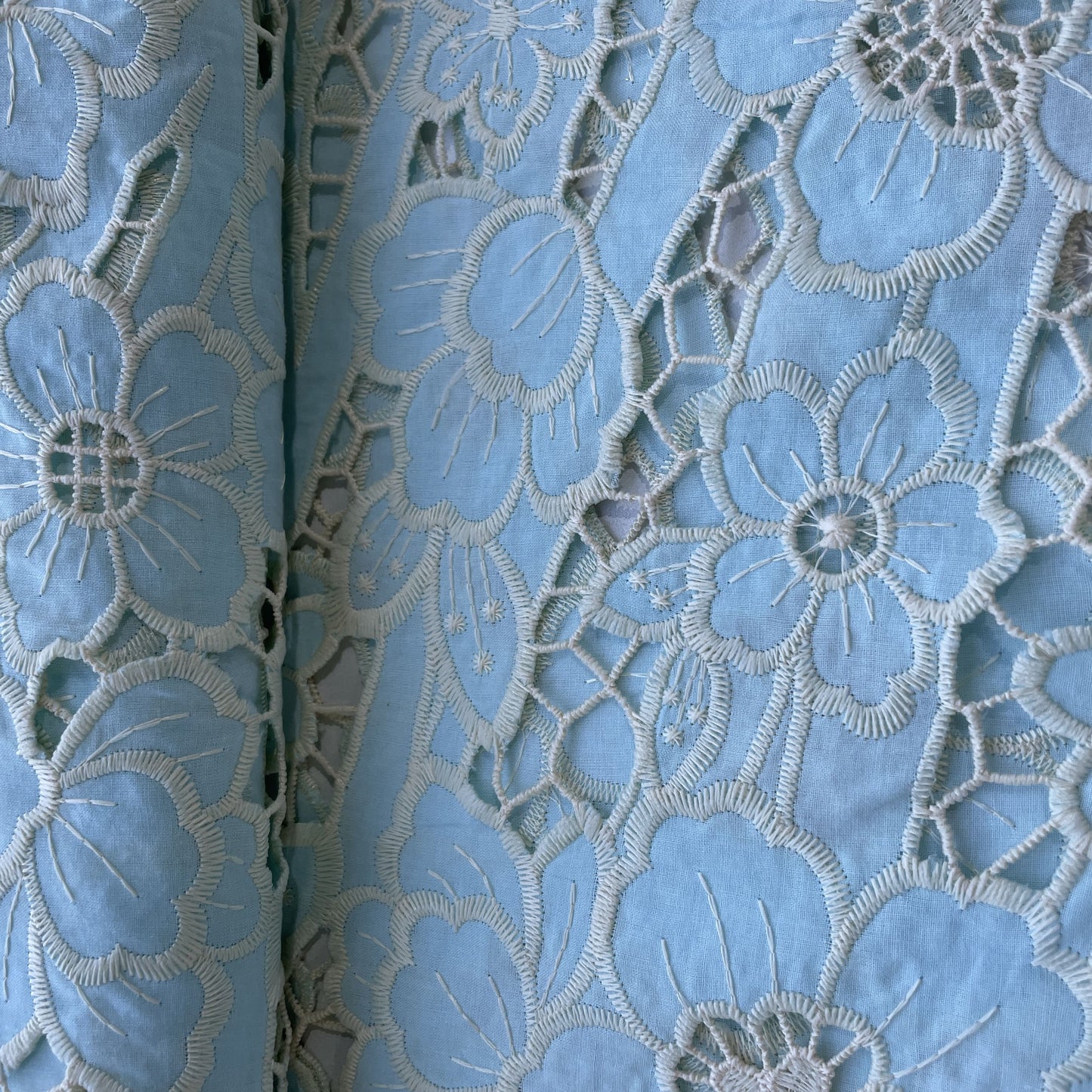 Sea Green Floral Crepe Crochet Fabric 16142