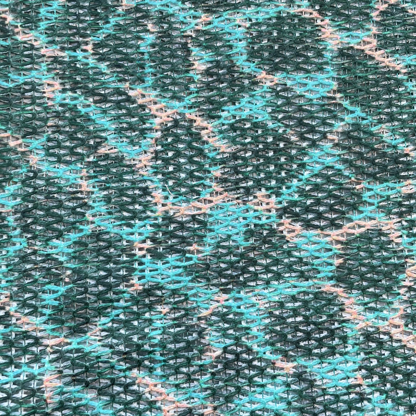 Dark Green Abstract Print Cotton Crochet Fabric 13603