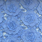 Premium Cornflower Blue 3D Floral Sequins Embroidery Schiffli Crepe Fabric 16581