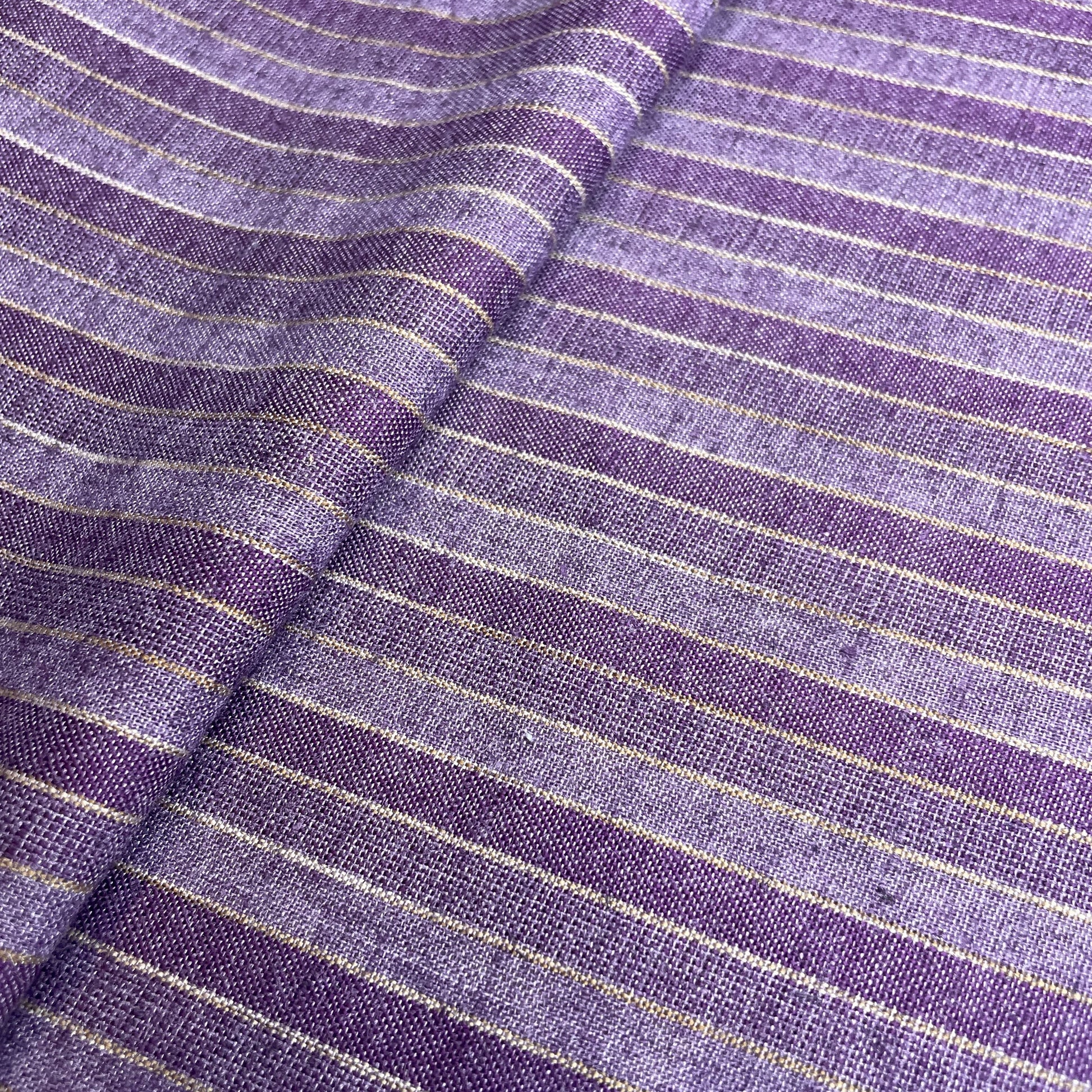 Premium Wine & yellow Stripes Print Linen Fabric