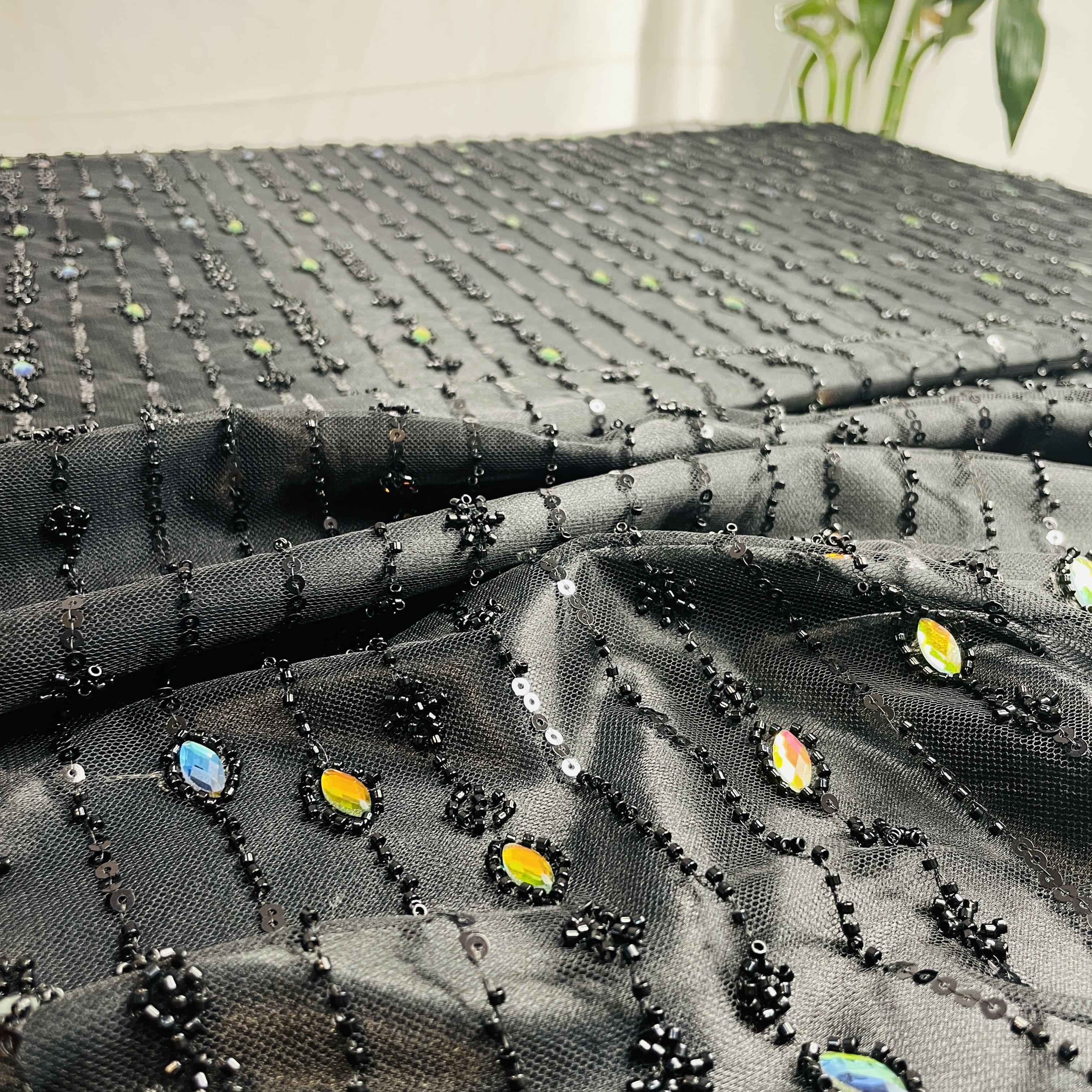 Black Net Fabric 6 meters ,56 Width, Black, Used for Dress, Gown